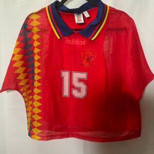 adidas Originals Red and Yellow Women's Jersey Top